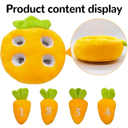 Hamiledyi Rabbit Foraging Toys Bunny Plush Puzzle Toy Carrots Snuffle Mat for Chinchilla Guinea Pig Ferret Rat Entertainment (Yellow)