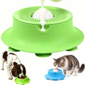 Slow Feeder Dog Bowl Lick Mat with Rolling Ball for Dog & Cat, Silicone - color: Green