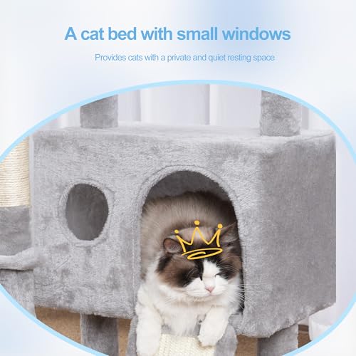 Hey-brother Cat Tree Tower with Removable Toys, Scratching Posts, MPJ008SW - color: Light Gray