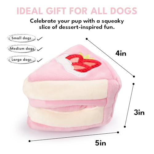 CHEWFFON Dog Interactive Toy, Snuffle Strawberry Cake for Enrichment - style: Strawberry Cake Slice