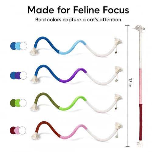4-Pack Cat Toys for Indoor Cats, Woven Cotton Rope Toys with Bells - size: 4 Packs