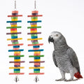 2 PCS 14.37" Multicolored Bird Toys - Natural Wooden Block Chew Parrot Toys - style: Style 2
