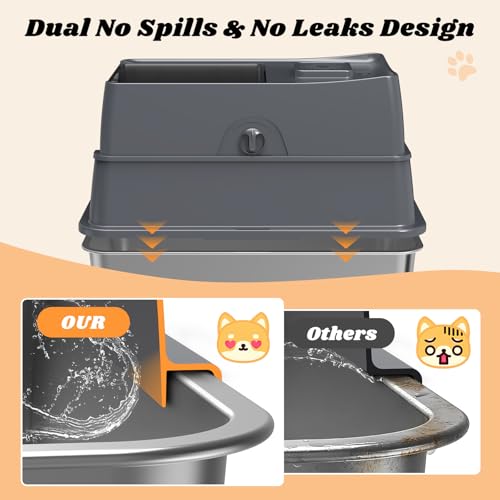 AIPERRO Enclosed Stainless Steel Cat Litter Box with Lid High Sided - color: Transparent Grey, size: X-Large
