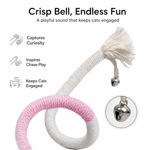 4-Pack Cat Toys for Indoor Cats, Woven Cotton Rope Toys with Bells - size: 4 Packs