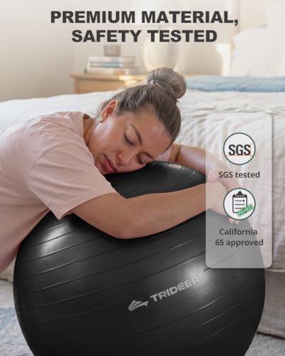 Trideer Yoga Ball for Exercise, Pregnancy, Exercise Ball, Pump Included - color: Black, size: S(15-18ines/38-45cm)