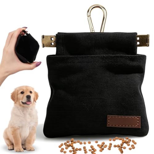 Dog Treat Pouch for Pet Training Portable Puppy Walking Bag, Black 12X12cm