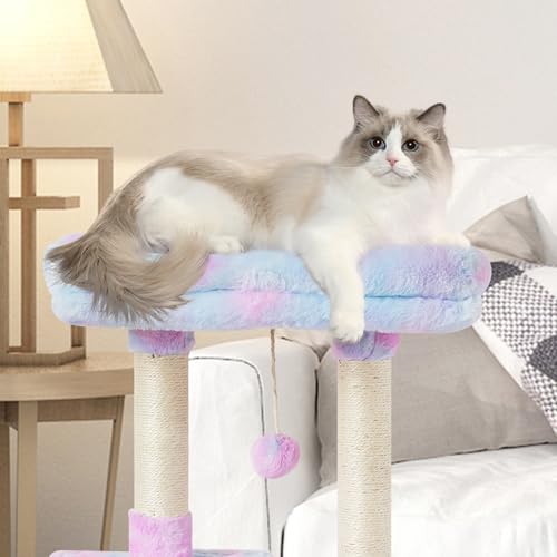 Cute Cat Tree Kitten Cat Tower Condo Cat Furniture Sisal Scratching Posts R - color: Rainbow