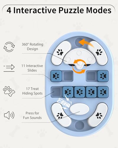 Dog Puzzle Toy, Interactive Enrichment Treat Food Puzzles, Gray - color: Gray