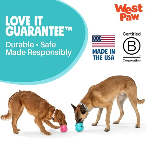 WEST PAW Zogoflex Toppl Interactive Treat Dispensing Puzzle Dog Toy for Mental Stimulation & Enrichment-Holds Kibble & Treats-Lickable, Freezable & Dishwasher Safe-Made in USA-XL-Geranium - color: Geranium, size: X-Large