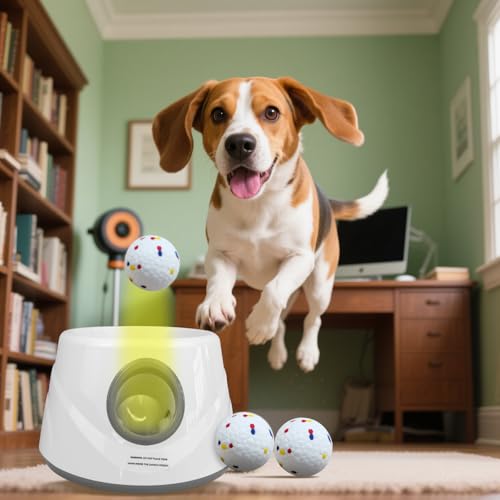 Automatic Dog Ball Launcher, 6 ETPU Balls, 20-45ft Distance - color: Grey-Standard