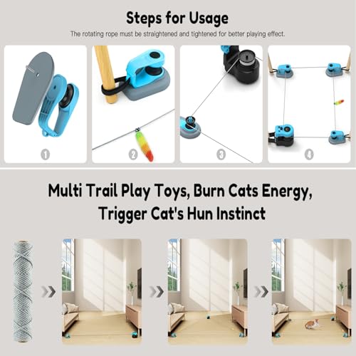 AsFrost Upgraded Interactive Cat Toy for Indoor Cats Chase/Run/Hunt-SkyBlue - color: Sky Blue