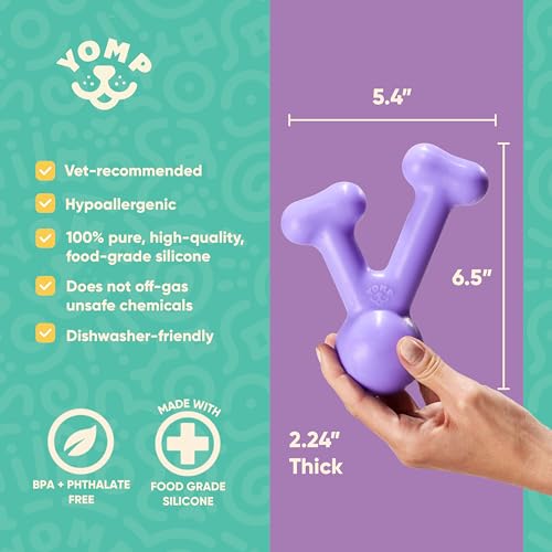 Yomp FunnyBone Wish Bone Dog Chew Toy – Interactive Teething Toy for Puppies, Soft, and Medium Chewers – Pet-Safe, Non-Toxic Silicone Chew Bone