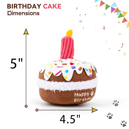 lilfrd Dog Birthday Toy, Squeaky Plush Birthday Cake Puppy Gift - style: Birthday Cake