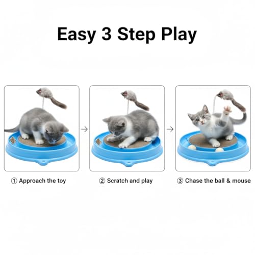 AUOON Cat Scratcher Toy with Ball Track for Indoor Cats and Kittens, Gray - color: Gray
