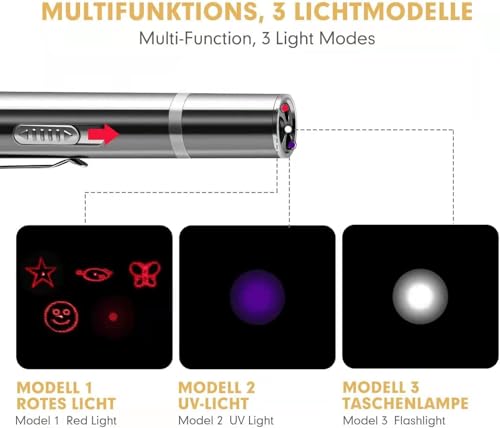 IVVTRYI Cat Laser Toys, USB Rechargeable, 3 Light Modes & 5 Fun Patterns