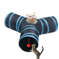 Cat Tunnel Tube Toys, 3 Ways Tunnels for Indoor Cats with Play Ball - color: 3 Way Black Blue