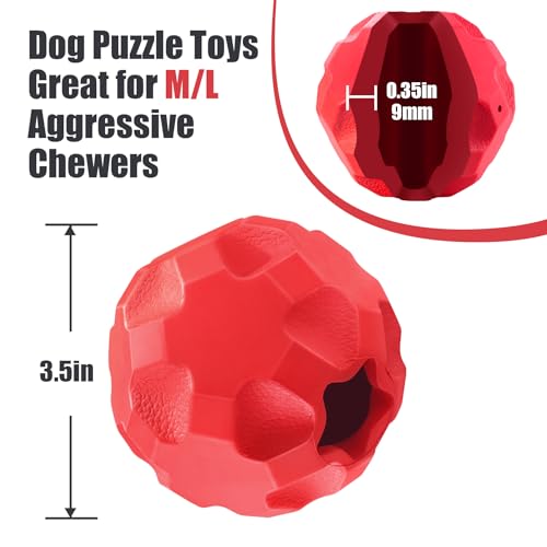 Rubber Treat Dispensing Dog Toys for Aggressive Chewers Large Breed - color: Red