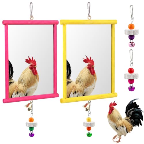 Sumind 2 Pcs Chicken Mirror Toys, Rose Red,Yellow, 9.84 x 10.63 Inches - color: Rose Red,Yellow, size: 9.84 x 10.63 Inches