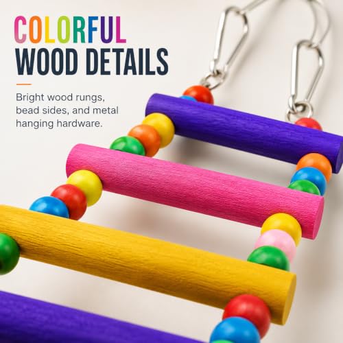 Flexible Wooden Bird Ladder Bridge for Cages, 10 in, 4 Steps - color: 10Inch- 4 Ladders