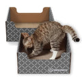 Hide & Scratch Cardboard Cat Scratcher Box & Bed Dark Grey 2 Pack Cat Pad - color: Dark Grey