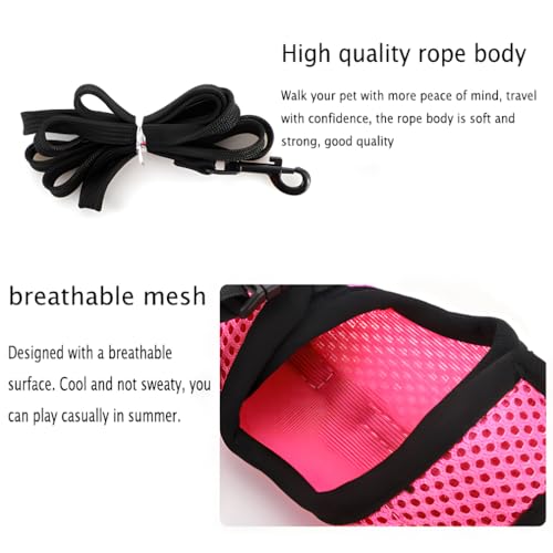 Bunny Harness and Leash Set Escape Proof, Rabbit Harness Pink M - color: Pink, size: M Chest 6.2-8.5",For Ferret,Mini Rabbit