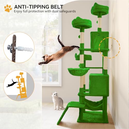 YITAHOME 75inch Cat Trees for Large Cats - color: Green, size: 75 inch