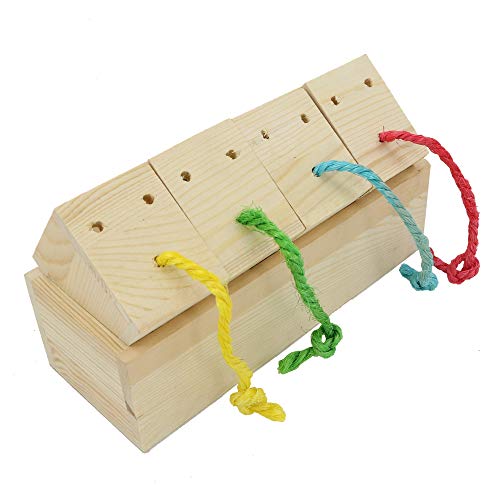 YINGGE Wooden Bird Foraging Feeder Toys, Intelligence Toys for Medium and Large Parrots Sun Conures, Caique, Cockatoo, African Grey, Macaws, Amazon