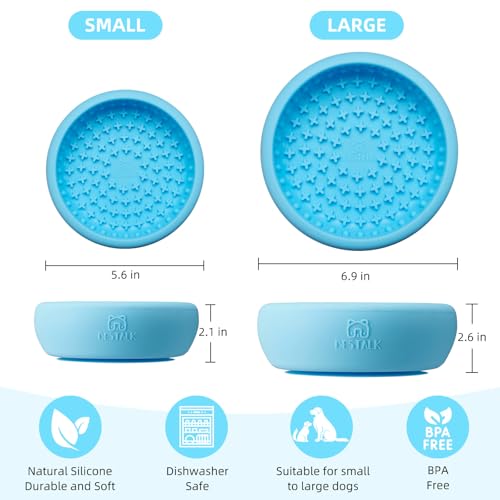 Dog Lick Bowl, Bestalk Anxiety Relief Lick Mat for Dogs, Non-Slip Freeze Licking Bowl Enrichment Puzzle Feeder for Distraction, BPA Free Silicone, Dishwasher Safe (Light Blue,L) - color: Light blue, size: Large