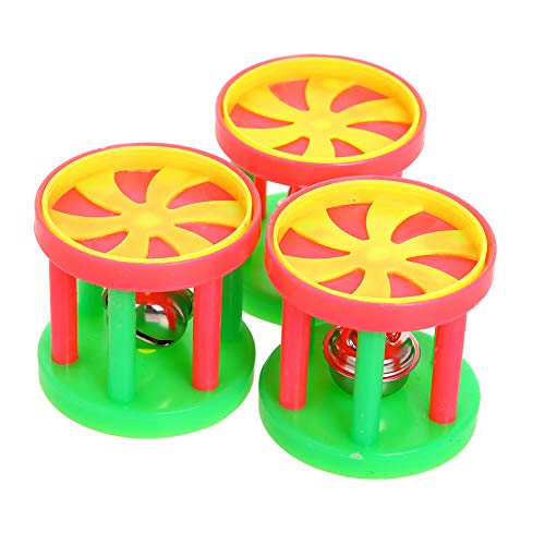 QBLEEV Bird Roller Rattles Toys, Parrot Foot Toys, Foraging Chewing Bell Training Trick Toys, Birds Play Gym Activity Center Cage Accessories for Small Parrots-3 Pack - color: Roller Rattles