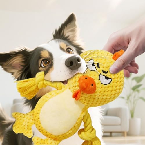 Cute Animals Interactive Dog Squeak Toys, Rope Plush Pet Chew Toys - Yellow - color: Yellow Chick