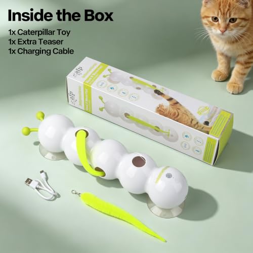 Interactive Caterpillar Cat Toy, Whack-a-Mole Feather Teaser Cat Toy