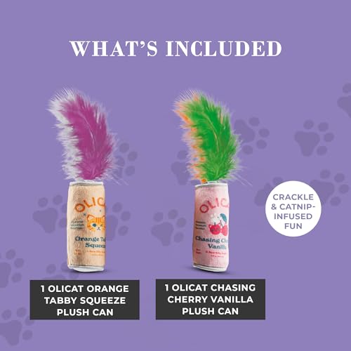 Haute Diggity Kitty Olicat Cherry + Orange Set, Soft Plush Cat Toys - color: Multi - Olicat Duo