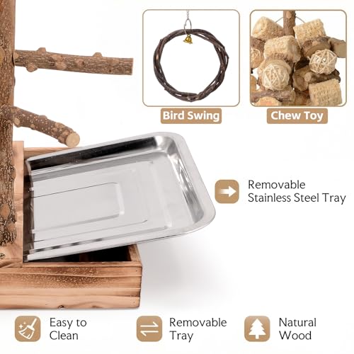 Bird Perch Stand, Multi-Layer Bird Playground, Parrot Cockatoo Parakeet Chew Toys