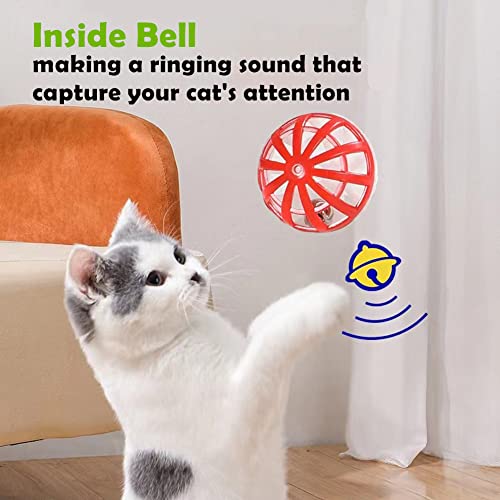Cat Jingle Balls Toys 10Pcs 6 Styles for Indoor Cats - Plastic Lattice Cat Balls with Bells Kitten Rattle Toy, Gift Box and 1.5" - size: 10 Pcs 6 Styles
