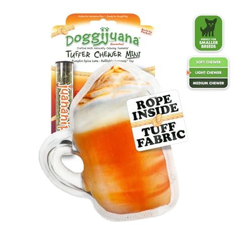 Doggijuana Tuffer Chewer Dog Toy, Pumpkin Spice Latte | Fall Plush, Squeaky - style: Pumpkin Spice Latte