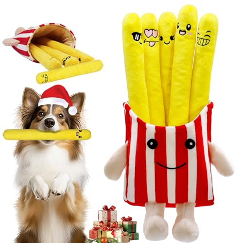 YZHDUXIU Dog Squeak Toys 5 Pack Christmas French Fry Plush Chew Small Dogs - color: Red French Fry