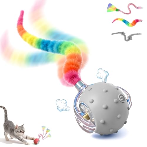 Interactive Cat Toys for Indoor Cats,3-Tails,Automatic Moving Kitten Toys - color: Gray