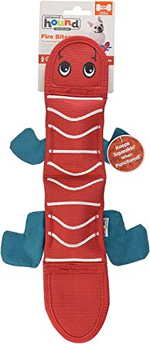 Outward Hound Fire Biterz Red Lizard Plush Firehose Material Interactive Dog Toy, Medium - color: Red Lizard, size: Medium (Pack of 1)