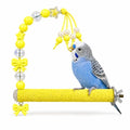 Bird Parrot Perch with Beads and Bow Chew Toy,Cage Platform Toy and Exercise Accessories for Budgies Parakeets Cockatiels Conures and Lovebirds (Yellow) - color: yellow