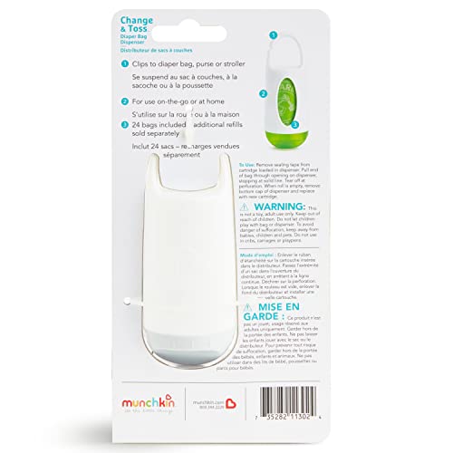 Munchkin Arm & Hammer Diaper Bag Dispenser, 24 Disposal Bags - size: 1 Count (Pack of 1), style: Dispenser + 24 Bags