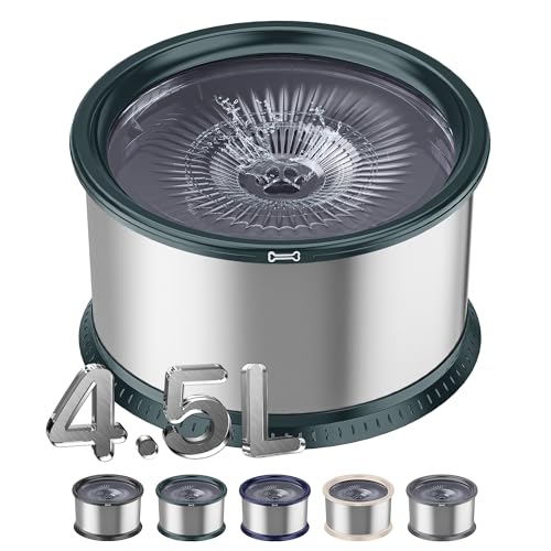 4.5L Stainless Steel Dog Water Bowl, No Spill Water Bowl for Dogs - color: Green, size: 4.5L
