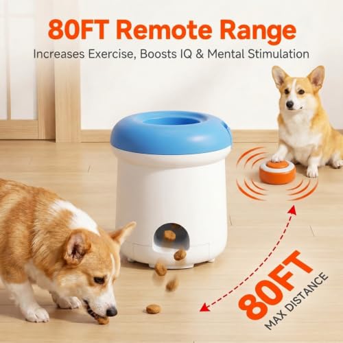 Automatic Dog Treat Dispenser, Button-Activated Interactive Dog Toy