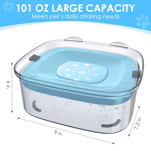 AONKEY 3L Dog Water Bowl No Spill, 101oz Large Spill Proof Dog Bowl Reduce Refill, Anti Splash No Mess Dispenser Dripless Slow Drinking Water Bowl for Sloppy Messy Drinkers (Sky Blue) - color: Sky Blue