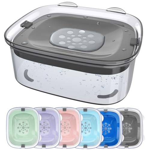 AONKEY 3L No Spill Dog Water Bowl with Slow Drinking Disk(Gray) - color: Gray