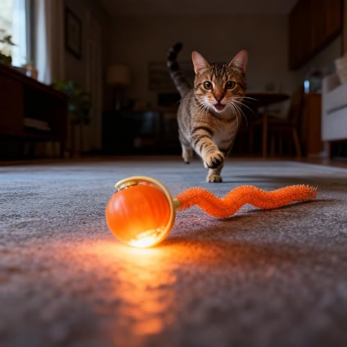 Interactive Cat Toys for Indoor Cats,Automatic Moving Kitten Toys,Cat Balls - color: 1 Blue +1 Orange