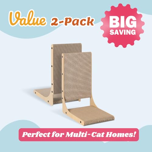 Zakkart 2-Pack L-Shaped Cat Scratching Board, Cardboard, 19.7" Tall (M) - size: Medium 2PC (19.7'' tall)