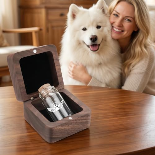 SOITIS Small Pet Urn for Dogs Cats Urns Tiny Glass Urn for Pet Urn Keepsake - color: White Paw