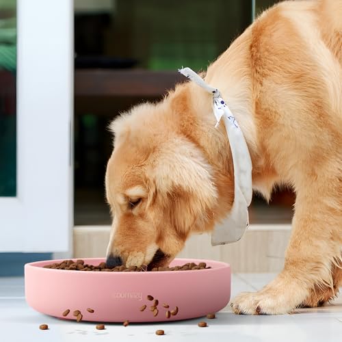 Coomazy Extra Large Slow Feeder Bowl, Silicone Dog Bowl with Suction Cups - color: Pink, size: XL