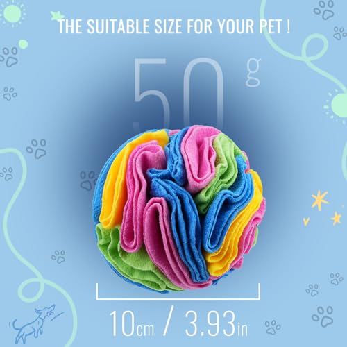 Pet Snuffle Ball, Puzzle Sniffing Interactive Dog Ball for Blind Dogs Training Stress Relief Dog Enrichment Toys Treat Machine Washable (New Rainbow Color, 10cm) - color: New rainbow color, size: 10cm