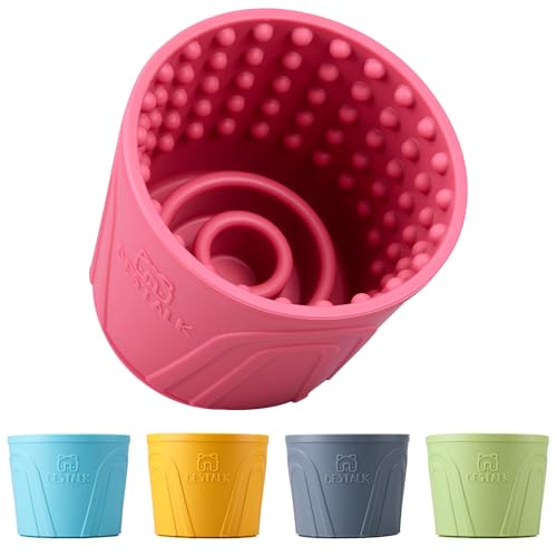 Dog Lick Bowl, Bestalk Anxiety Relief Slow Feeder Dog Lick Mat Treat Dispenser, Non-Slip Licking Bowl Enrichment Toys for Small Medium and Large Breed Dogs, BPA Free Silicone(Rose,S) - color: Rose, size: S